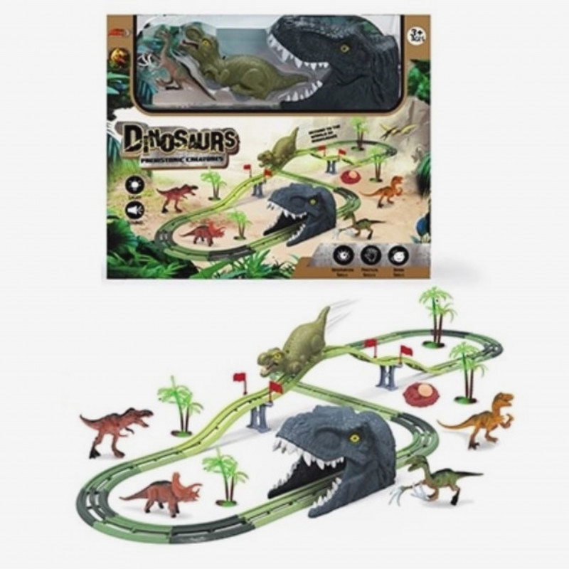 Circuit Dinosaures Rechargeable - 46 Pièces avec Lumières et Sons