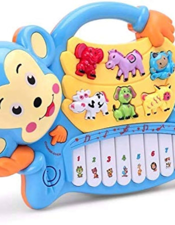 Piano Musical Éducatif en Forme de Singe pour Bébé (bleu)