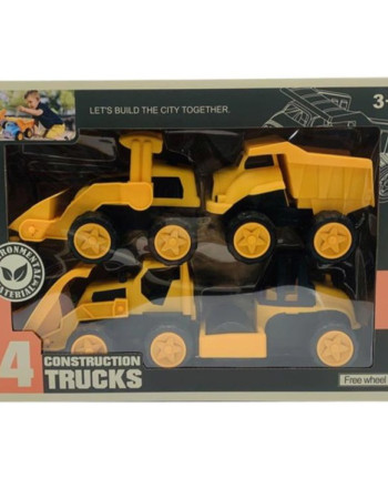Pack de 4 Camions de Construction - Jouets Résistants pour Petits Bâtisseurs