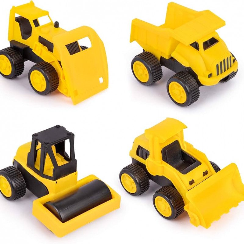 Pack de 4 Camions de Construction - Jouets Résistants pour Petits Bâtisseurs