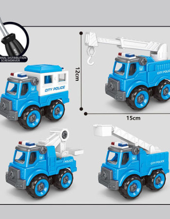 Pack de 4 Véhicules de Police à Monter - DIY pour Petits Héros