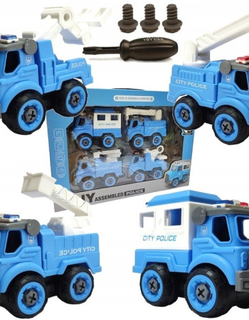 Pack de 4 Véhicules de Police à Monter - DIY pour Petits Héros