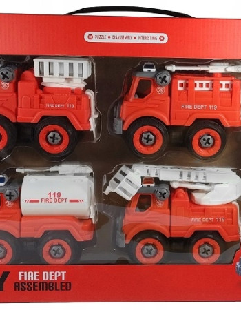 Pack de 4 Camions de Pompiers à Monter - DIY pour Petits Sauveteurs