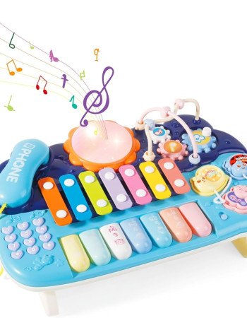 Piano Musical Multifonction pour Bébé - Éveil Musical Complet (bleu)