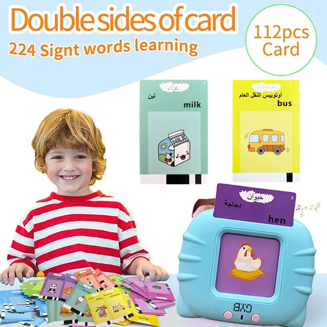 Cartes Flash Parlantes Petits Machine à Lire avec 224 Mots (anglais et arabe)