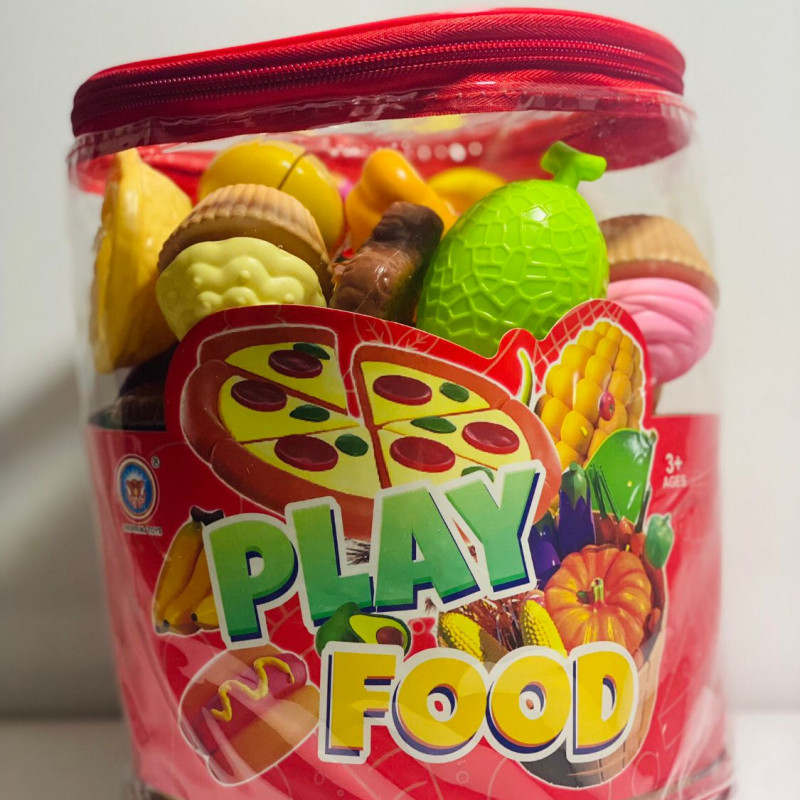 Jouet alimentaire éducatif à scratch avec pizza, fruits et légumes