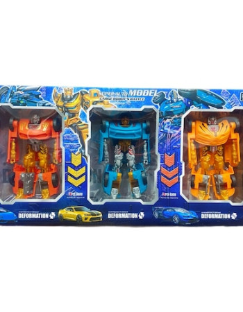 Robot Transformable Voiture avec Accessoires - Super Auto Modèle 3 en 1