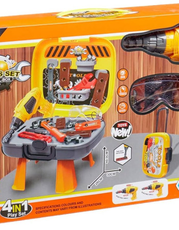 Valise Outils 4 en 1 – 35 Pièces de Bricolage pour Enfants