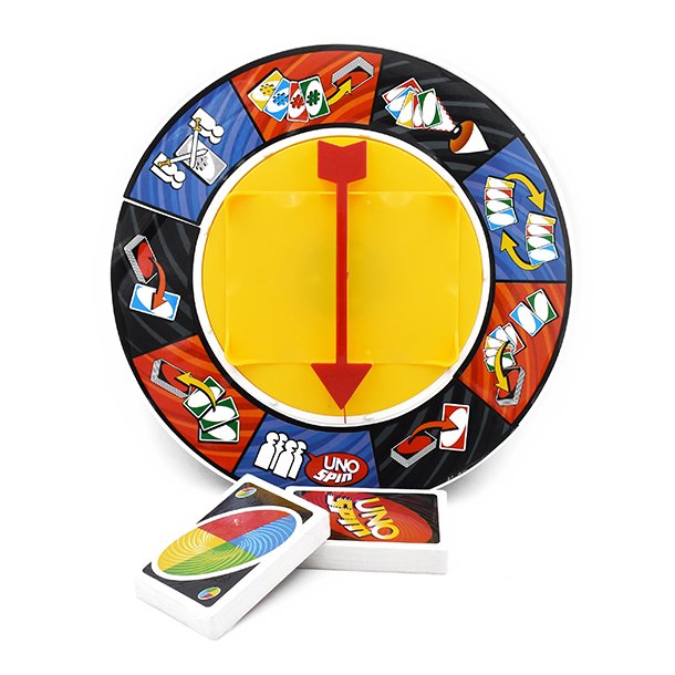 Jeux de Société,Mattel jeux UNO SPIN, jeu de société Spin, licence cartes à jouer, jeu et jouets de fête, Jeu de cartes avec plateau