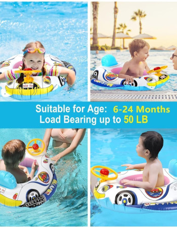 Bouée de natation pour enfant en forme de voiture avec volant