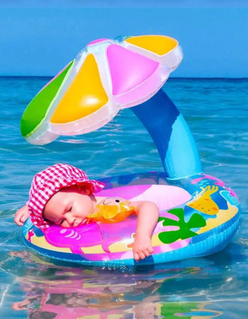 Bouée gonflable pour bébé avec pare-soleil intégré