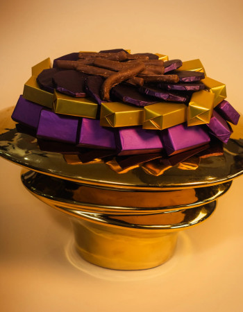 Vase Ceramic Gold M- Chocolat