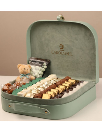Valise chocolat verte- Bébé garçon - GF