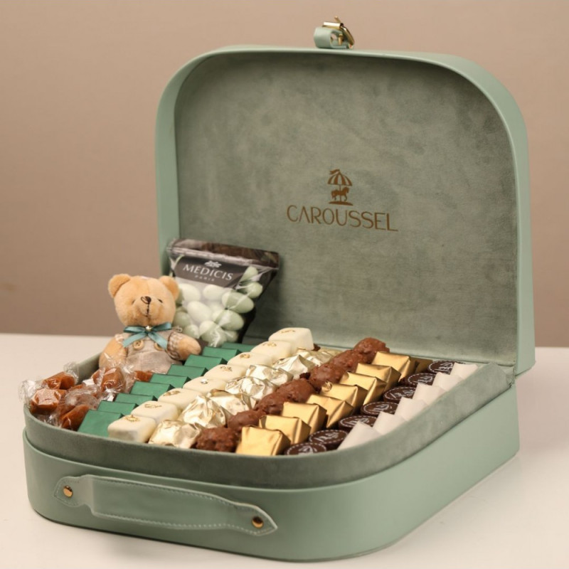 Valise chocolat verte- Bébé garçon - GF