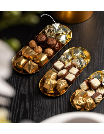 Plateau Chocolat oval doré - L