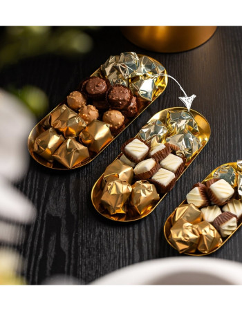 Plateau Chocolat oval doré - M