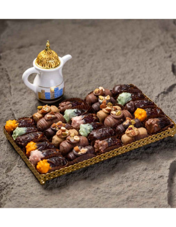 Plateau rectangle doré GF - Dattes prestiges