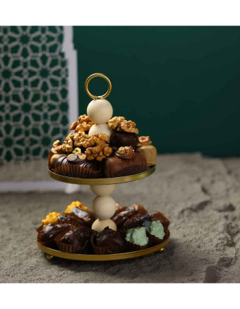 Serviteur 2 etage ronds Petit - Doré - Dattes prestiges