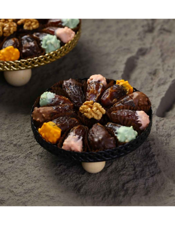 Plateau rond Pieds bois - doré Pf - Dattes prestiges