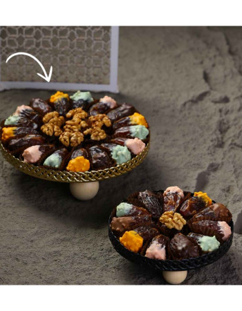 Plateau rond Pieds bois - doré Mf - Dattes prestiges