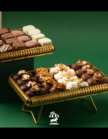 Plateau rectangle doré - Dattes prestiges