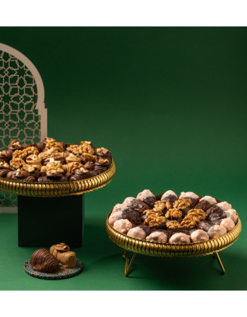 Plateau rond doré - Dattes prestiges