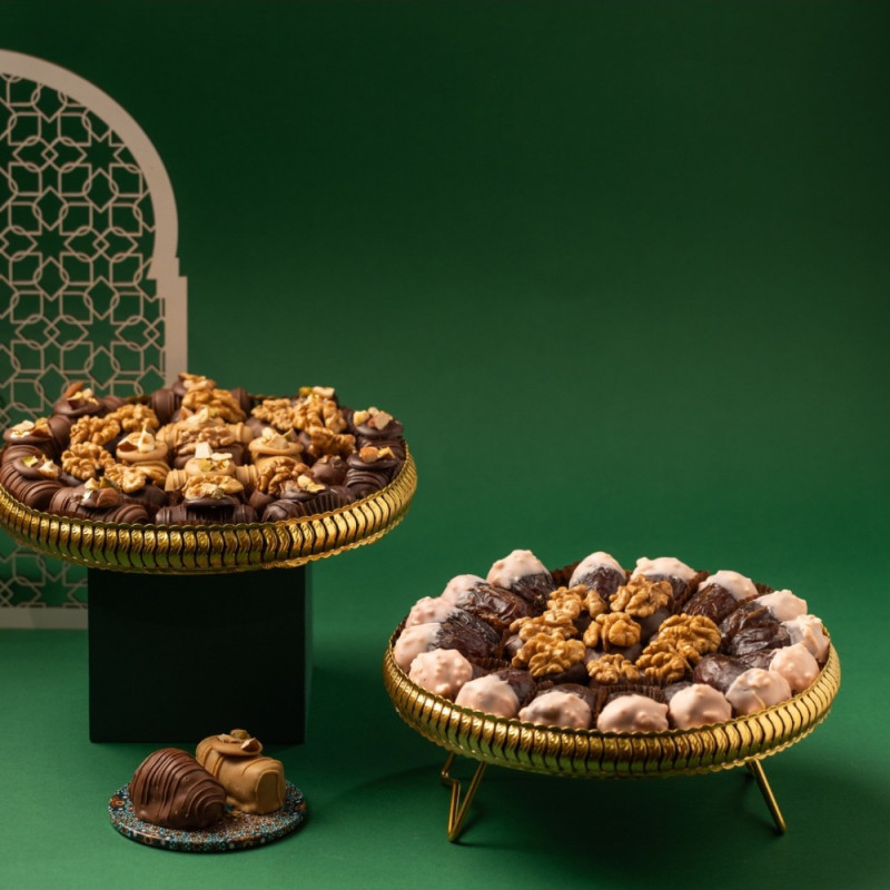 Plateau rond doré - Dattes prestiges