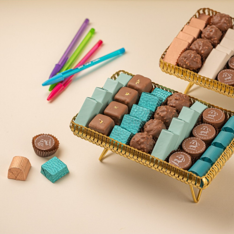Cadeau chocolat - Plateau Doré Rectangle