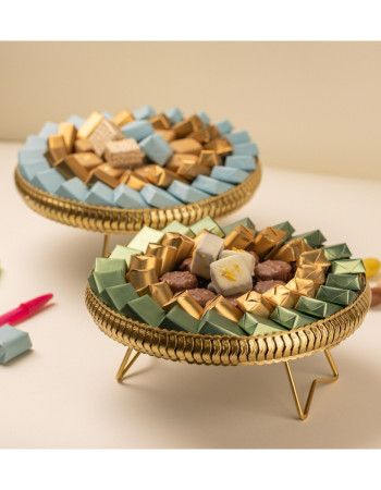 Cadeau chocolat - Plateau Doré rond