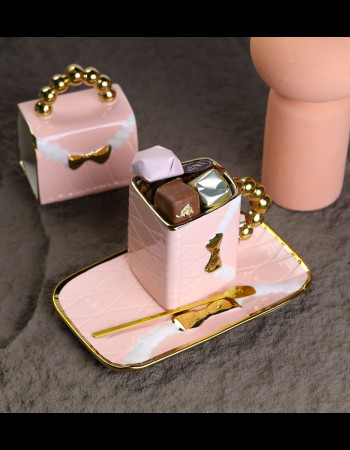 Tasse Sac - Chocolat - Rose