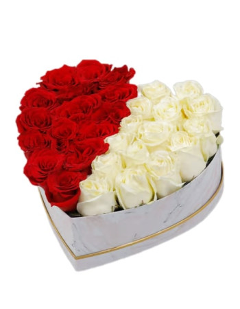 ILY – Box Cœur De Roses Rouges et Blanches