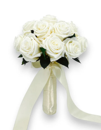 Petite Étoile – 16 Roses Blanches Bouquet de mariée
