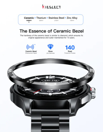 Kieslect Actor Leading Smartwatch with GPS+5ATM and Stunning Ceramic Bezel double Strap
