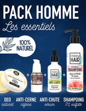 PACK HOMME essentiels Soins Beauté Sans Sulfate Anti Chute & Cernes